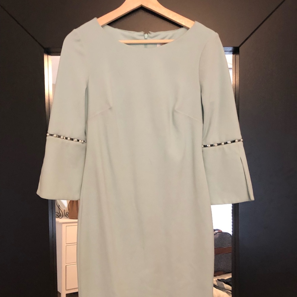 Mint Pearl Dress with Bell Sleeves